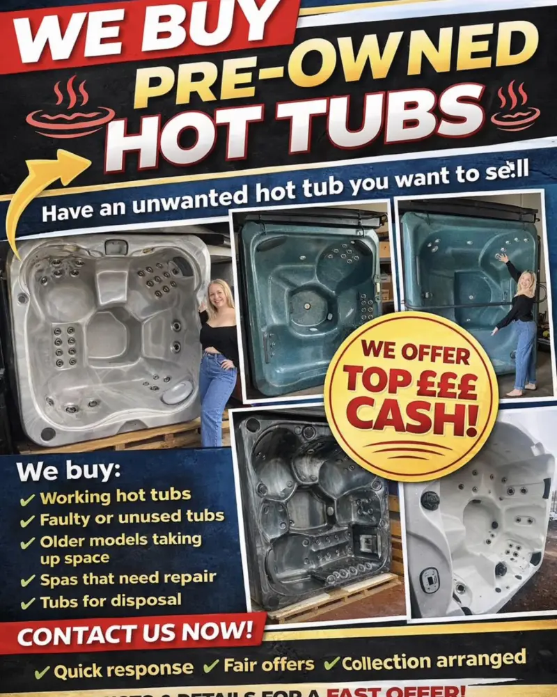 We buy pre-owned hot tubs — top cash paid