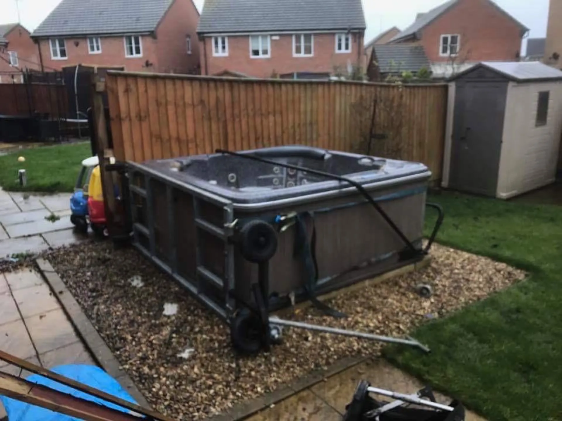 Recent hot tub relocation